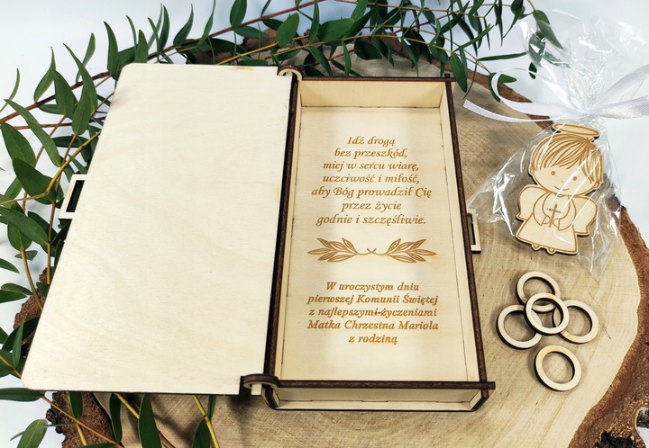 Pamiątka Pierwsza Komunia Święta kartka pudełko P1