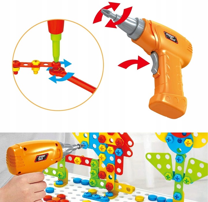 KLOCKI KONSTRUKCYJNE WKRĘTARKA ŚRUBKI WIERTARKA