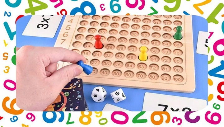 GRA EDUKACYJNA PLANSZOWA TABLICZKA MNOŻENIA + DODAWANIA NAUKA TABLICZKI