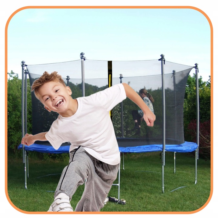 SIATKA DO TRAMPOLINY WEWNĘTRZNA MOCNA OCHRONNA na 8 SŁUPKÓW 304-312 cm 10FT