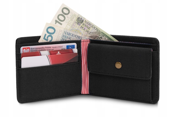 Portfel Męski Parciany STRONG Mały i Pojemny CZARNY Pako Jeans