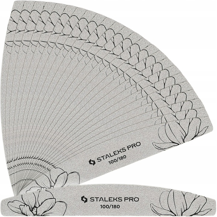 25x Pilnik Do Paznokci Łódka Półksiężyc Mineralny STALEKS Gradacja 100/180