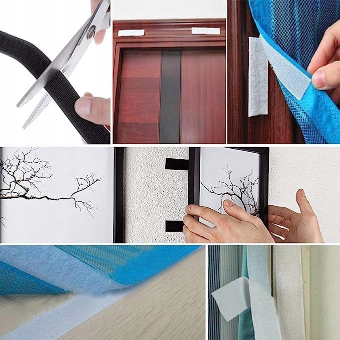 SAMOPRZYLEPNY RZEP TAŚMA ROLKA Z KLEJEM MOCNA szer. 25 mm * 5 METRÓW CZARNY