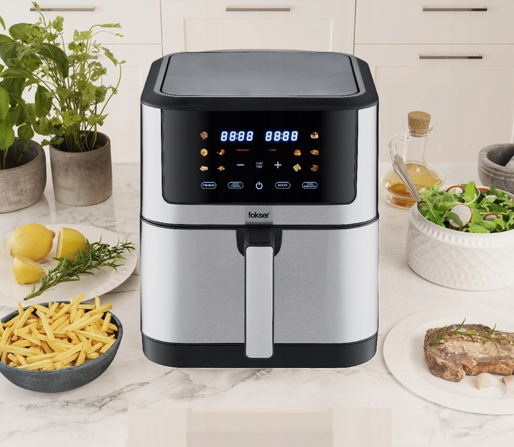 Beztłuszczowa Frytkownica FOKSIER K11 AirFryer XXL 8L 12w1 1800W + PRZEPISY