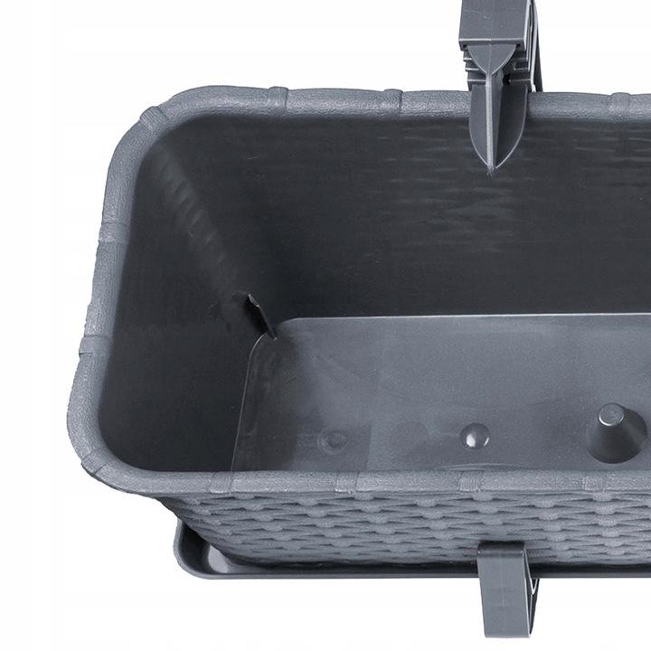 4x SKRZYNKA BALKONOWA DONICZKA DONICA 60cm Z UCHWYTAMI GRAFITOWA