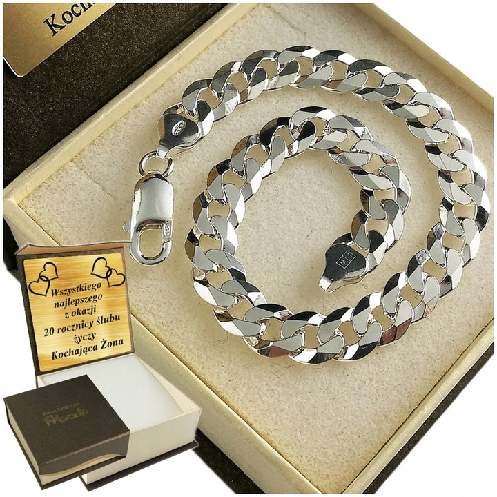Srebrna Bransoleta Męska 925 Pancerka 8,5mm DIAMENTOWANA Grawer GRATIS