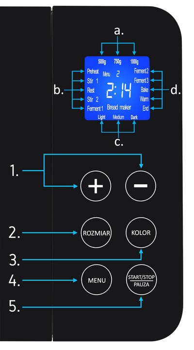 Wypiekacz do chleba Automat MENU PL Yoer INOX +Przepisy +19 programów