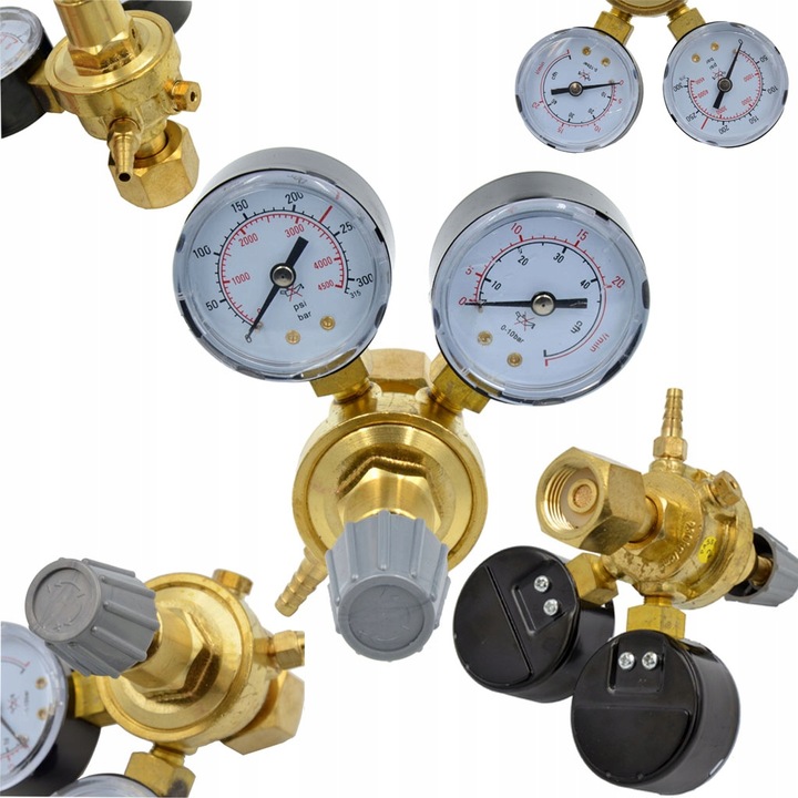 Reduktor CO2/ARGON z dwoma zegarami + króciec