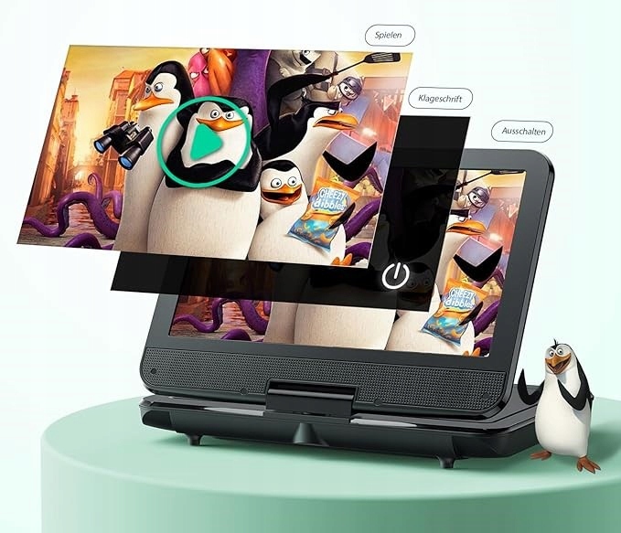 YOTON Przenośny Odtwarzacz DVD 12,5" HD, Obrotowy Ekran,USB/SD, AV