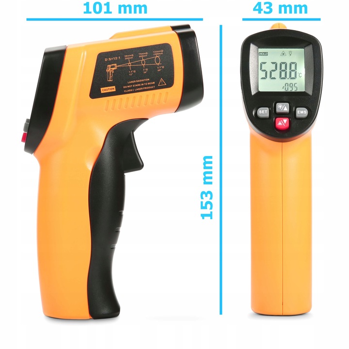 PIROMETR TERMOMETR LASEROWY BEZDOTYKOWY NA PODCZERWIEŃ EMISYJNOŚĆ -50+550°C