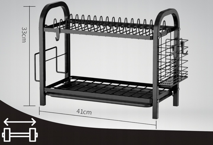 SUSZARKA DO NACZYŃ DWUPOZIOMOWA OCIEKACZ TALERZE SZTUĆCE + UCHWYT NA