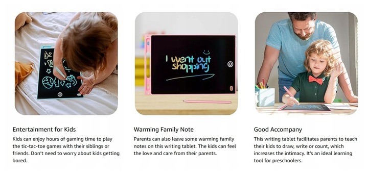 10-calowy kolorowy tablet LCD do pisania dla dzieci i maluchów, różowy