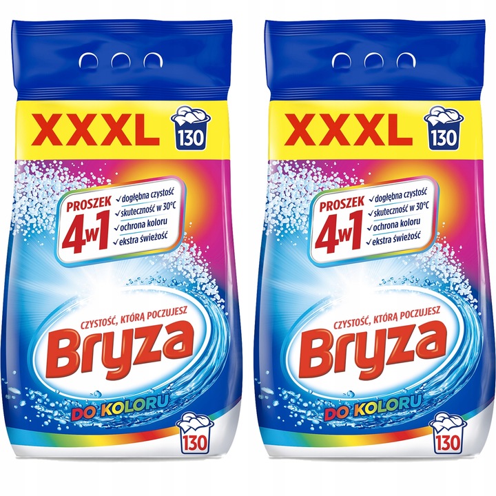 Zestaw Bryza 4w1 Proszek do prania koloru 2 x 8,45 kg 260 prań XXL