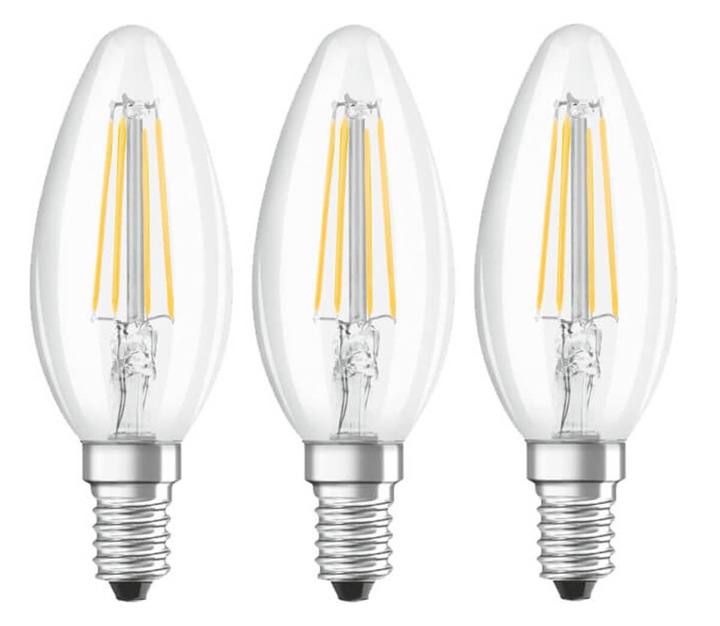 3x Żarówka LED E14 B35 4W = 40W 470lm 2700K Ciepła 300° Filament OSRAM
