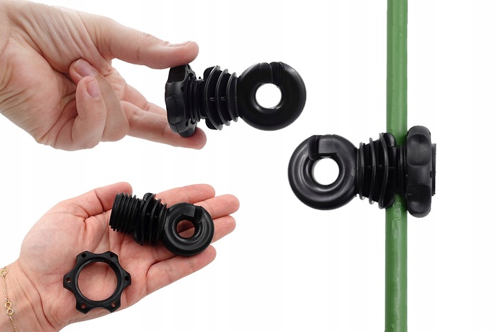 25x Izolator Okrągły Z Nakrętką Do Drutu Linki Na Słupki Izolatory Pastuch