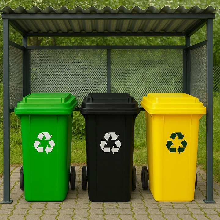 Pojemniki na Śmieci 120l Kosze do Segregacji Odpadów Mocne ZESTAW 3 szt.