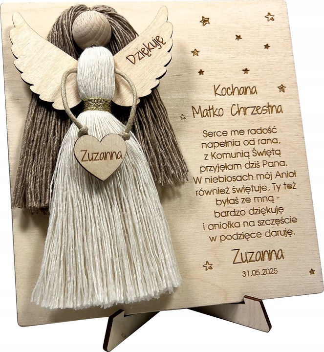 PODZIĘKOWANIE dla MATKI CHRZESTNEJ komunia ANIOŁEK MAKRAMA