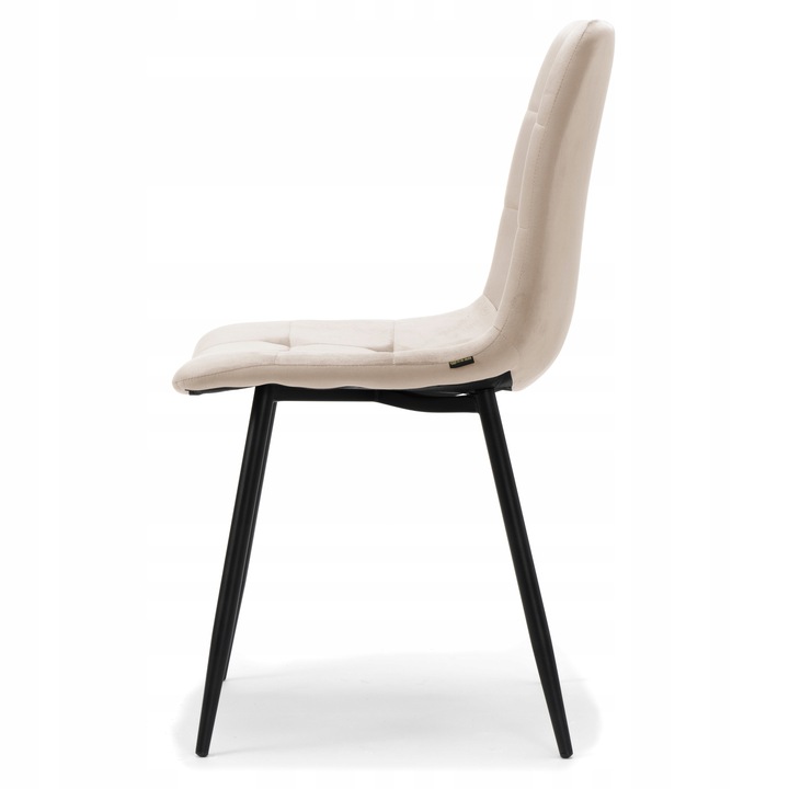 KRZESŁO TAPICEROWANE PIKOWANE WELUROWE DO SALONU JADALNI BEŻOWE PARMA