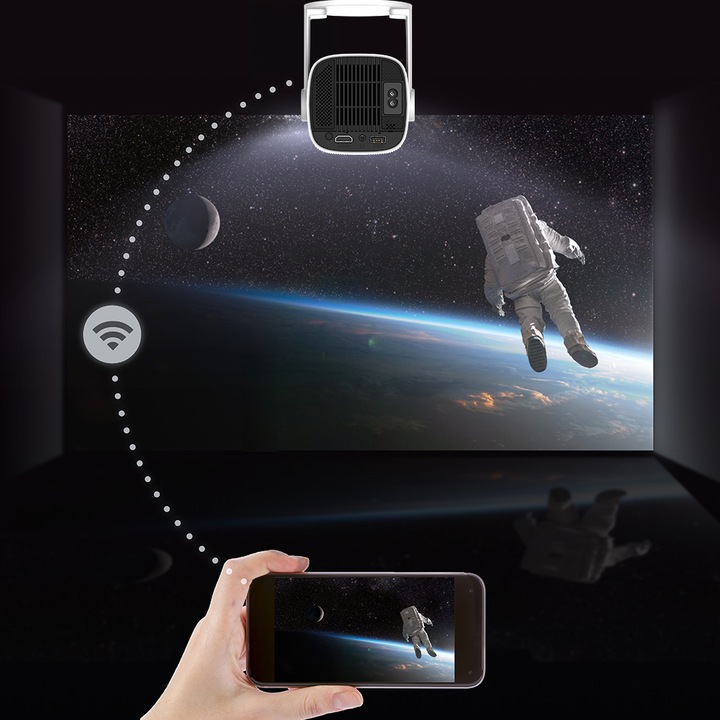 PROJEKTOR RZUTNIK PRZENOŚNY SMART MINI Android 12 TV WiFi BT +HDMI +ETUI
