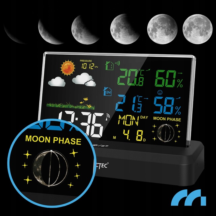 STACJA POGODOWA BEZPRZEWODOWA TERMOMETR BAROMETR CZUJNIK ZEWNĘTRZNY POGODY