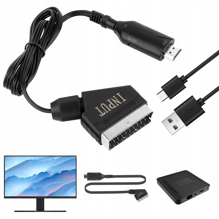 Kabel adapter konwerter z Euro Scart do HDMI