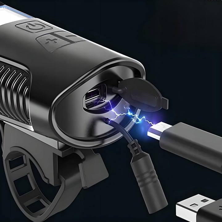 LAMPKA ROWEROWA LED LICZNIK KM PRĘDKOŚCIOMIERZ DZWONEK PRZÓD + TYŁ