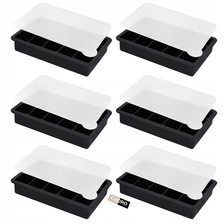 6x Foremki do lodu silikonowe forma do 15 kostek lodu z pokrywką