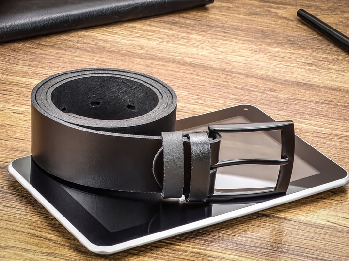 Pasek do Spodni Skórzany Męski Klamra Czarna Metal na Prezent 120cm