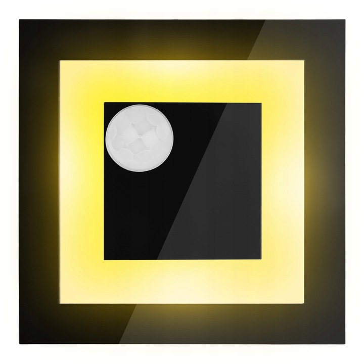 Oprawa schodowa LAMPKA z CZUJNIKIEM RUCHU ZMIERZCHU LED 230V CZARNA ZIMNA