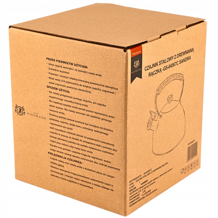 CZAJNIK STALOWY na GAZ 2,5L CZARNY z GWIZDKIEM +DREWNIANA RĄCZKA