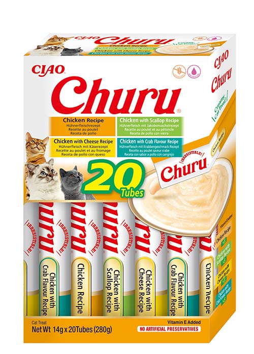 INABA CAT CHURU VARIETIES CHICKEN Mix Przysmak dla kota kurczak 20x14g+2x14