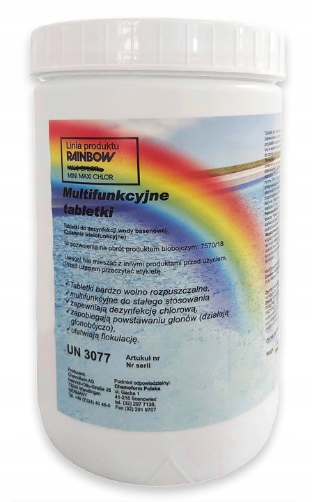 RAINBOW MINI MAXI CHLOR DO BASENU JACUZZI TABLETKI wolno rozpuszczające