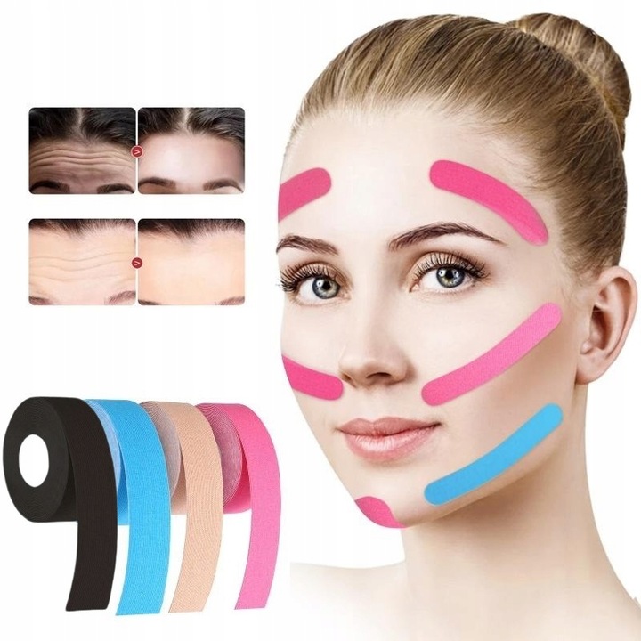 4x FACE TAPE TEJPY DO TAPINGU TWARZY TAŚMA KINEZJOLOGICZNA PLASTRY 2,5