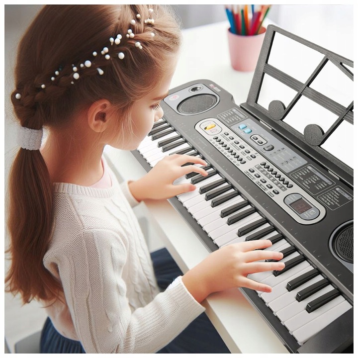 KEYBOARD ORGANY PIANINO 61KLAWISZY DLA DZIECI DO NAUKI TRYB LEKCJI MIKROFON