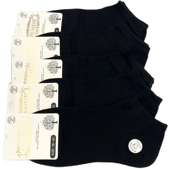 10x Stopki czarne damskie bawełniane krótkie 35-39