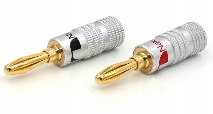 NAKAMICHI BANAN WTYK GŁOŚNIKOWY BANANOWY SKRĘCANY ZŁOCONY DO KOLUMN 8 sztuk