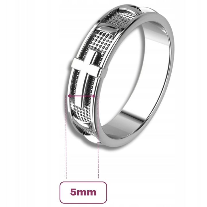 Obrączka RÓŻANIEC Na Palec Srebro pr. 925 Pierścionek Rodowany | r. 27