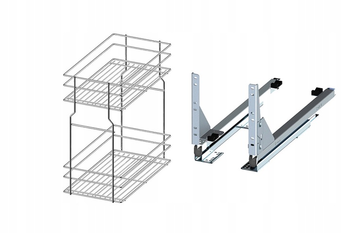 KOSZ CARGO MINI DOLNE PODBLATOWE 2 PÓŁKI 300 CICHY DOMYK WYSUW CHROM