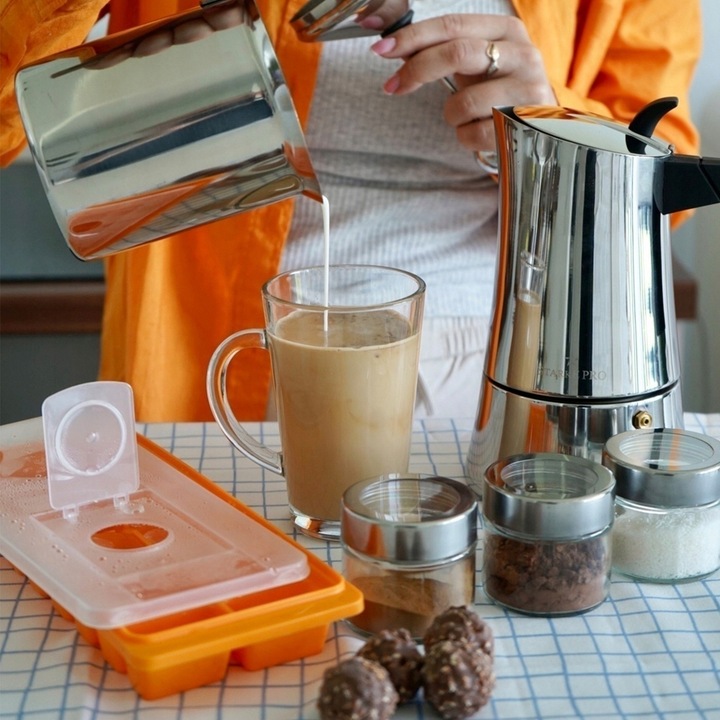 Wysokie SZKLANKI DO LATTE do kawy ZESTAW szklanek 6 szt. + długie ŁYŻECZKI