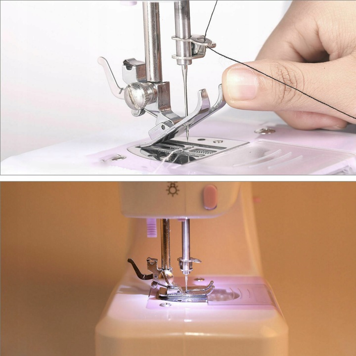 MASZYNA DO SZYCIA MINI PRZENOŚNA 12 ŚCIEGÓW AKCESORIA + GRATISY BIAŁA