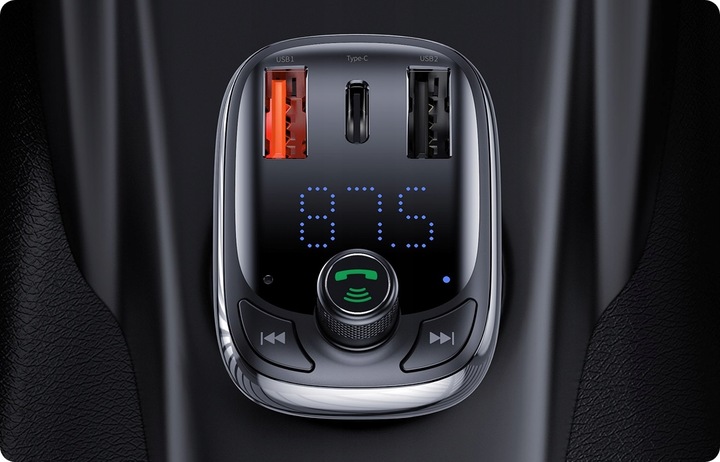 BASEUS TRANSMITER FM BLUETOOTH SZYBKA ŁADOWARKA 3x USB USB-C 36W PD QC