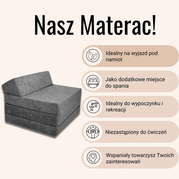MATERAC TURYSTYCZNY SKŁADANY ROZKŁADANY KAMPING AUTO KAMPER DOM