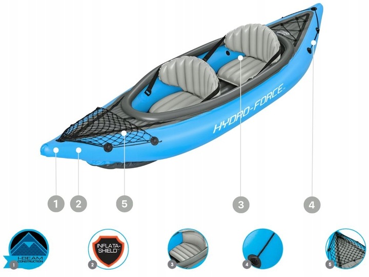 Kajak Dmuchany 2 os. Champion Bestway 65131 Pompka Wiosła Torba MODEL 2024