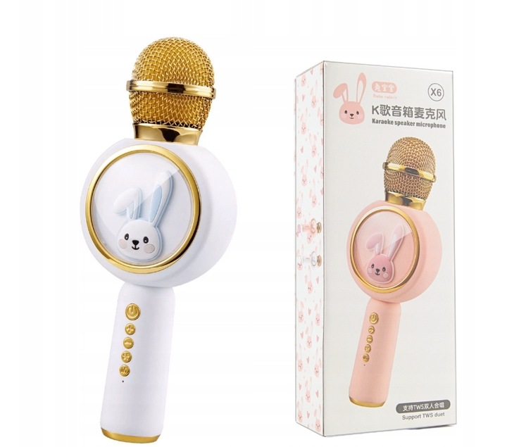 Mikrofon Karaoke Bezprzewodowe Bluetooth z Głośnikiem Królik Dla