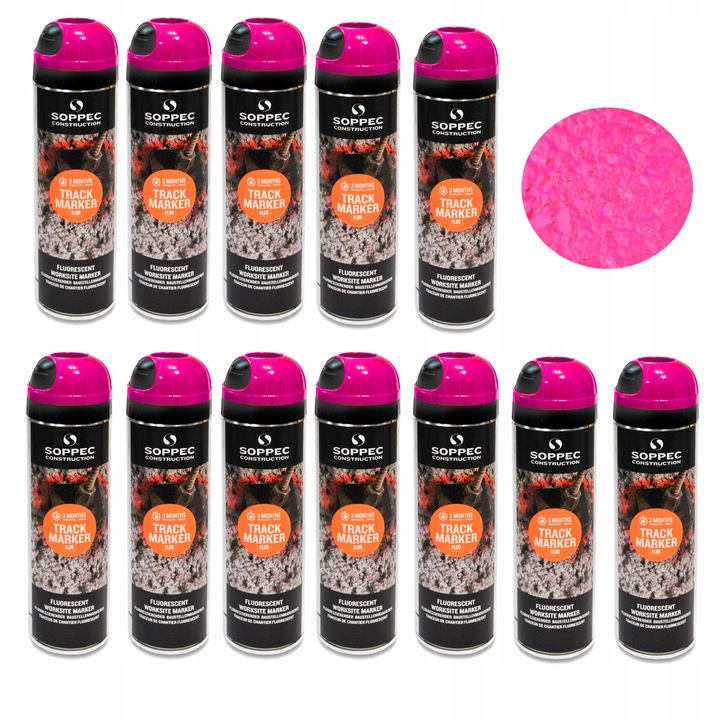 Farba Geodezyjna Soppec Fluo Track Marker Spray różowy 12szt.