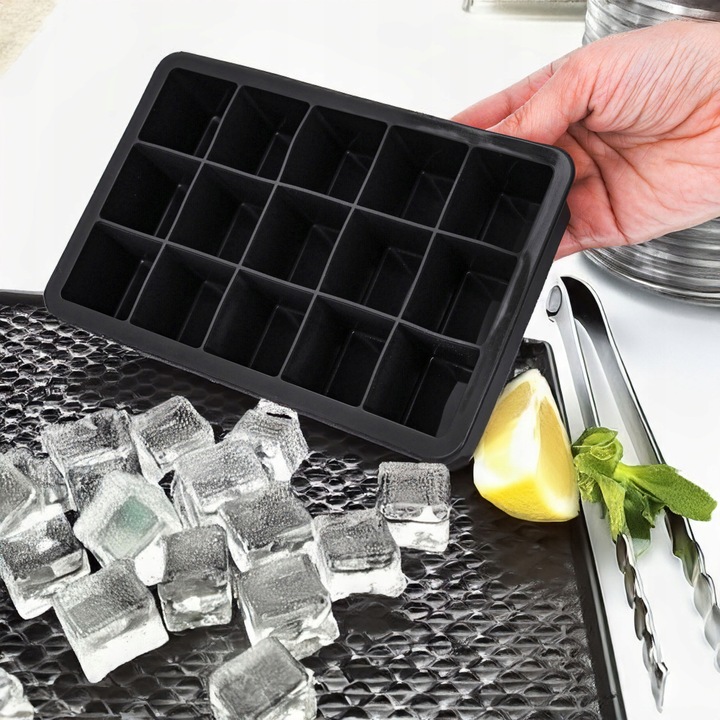 6x Foremki do lodu silikonowe forma do 15 kostek lodu z pokrywką