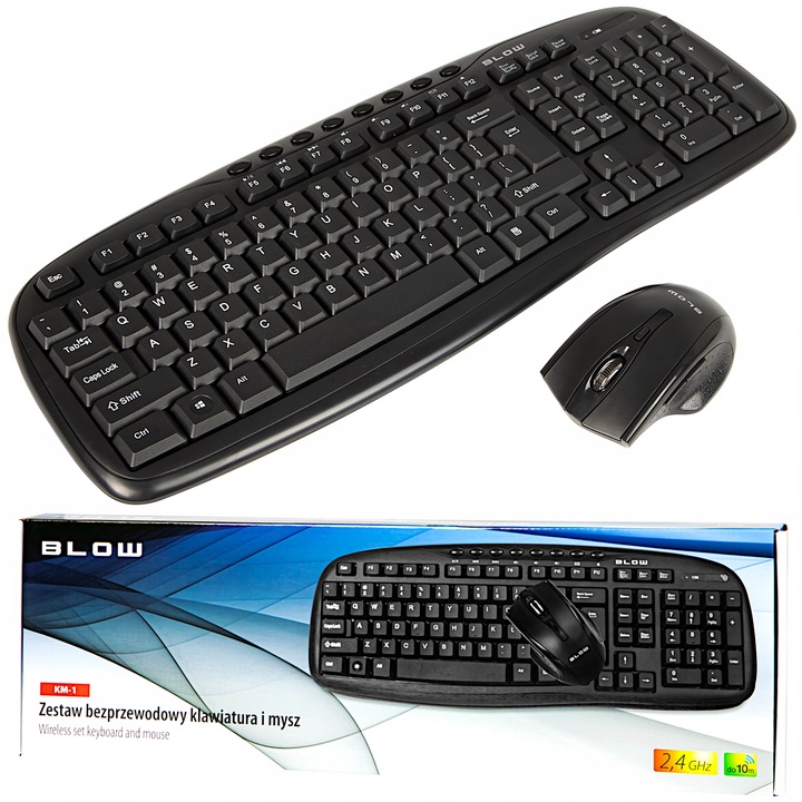 ZESTAW BIUROWY GAMINGOWY KLAWIATURA MYSZKA BEZPRZEWODOWA USB CICHA ADAPTER