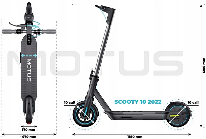 Hulajnoga elektryczna Motus Scooty 2022 wspornik zasięg do 60 km 700W