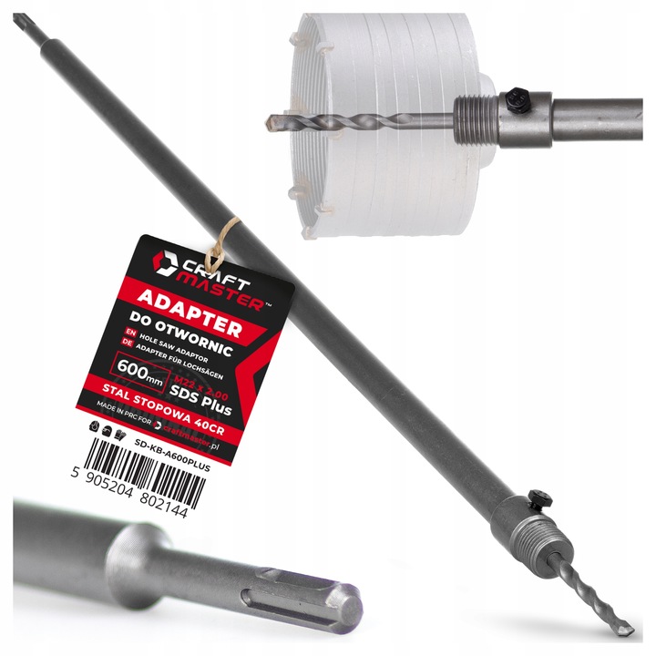 ADAPTER do OTWORNIC PRZEDŁUŻKA 600mm M22x2.0 KORONKI SDS PLUS do