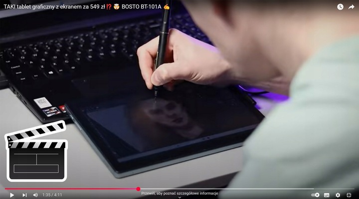 Tablet graficzny BOSTO BT-101A 10,1'' Profesjonalny EKRANOWY 5080LPI 16384